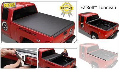 Bestop tonneau cover ez roll black soft vinyl black alum frame dodge short bed