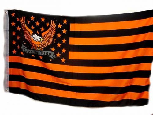 Live to ride 3&#039; x 5&#039; motorcycle eagle usa/flag/banner in harley colors