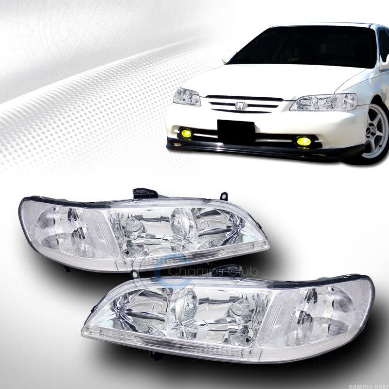 Jdm crystal clear lens head lights lamps left+right signal dy 98-02 honda accord