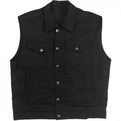 Ships same day! - biltwell men&#039;s black prime cut collared denim vest