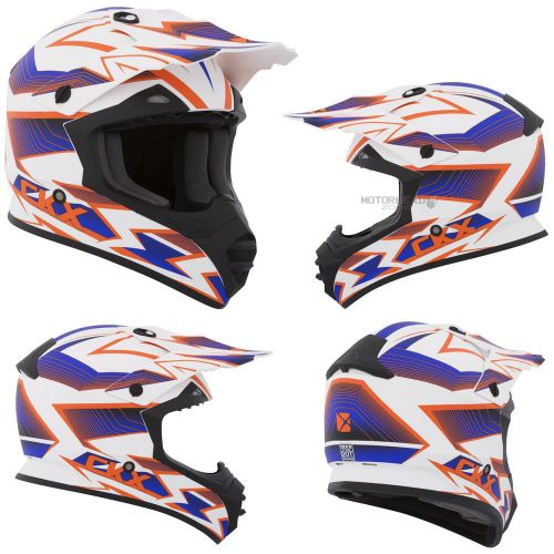 Mx helmet ckx tx-228 shock white/orange/blue mat xlarge off road dirt bike