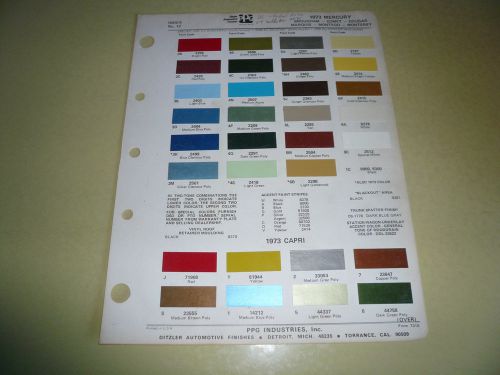 1973 mercury ditzler ppg color chip paint sample - comet cougar montego capri