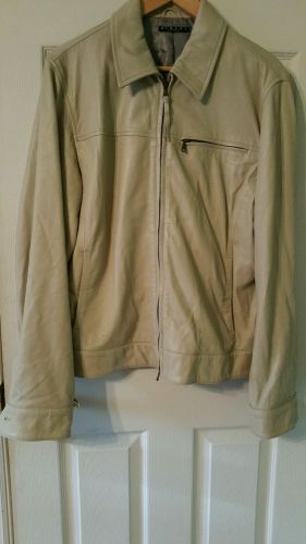 Sisley womens  beige leather jacket xl sz 18 us sz 52 euro nwot zip