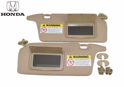 01-05 honda civic hybrid left &amp; right sunvisor sun visor shade set pair beige