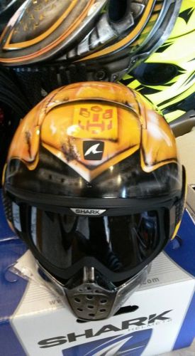 Yellow predator helmet motorcycle dot action handmade size l , xl