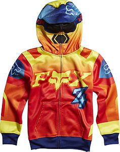 Fox racing imperial youth boys zip up hoody red/yellow