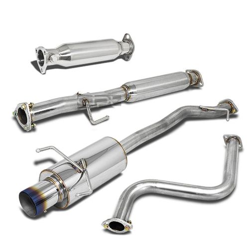 For 90-93 honda accord cb7 4&#034;burnt tip stainless catback+silencer+piping exhaust