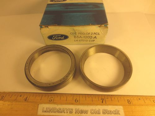 2 pcs in 1 ford box ford 1944/1989 &#034;cup&#034; (front wheel bearing inner) lm67010 nos