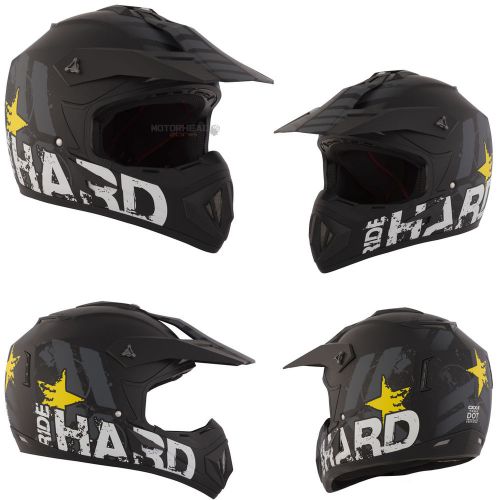 Mx helmet ckx tx-529 ride hard black/grey/yellow mat medium adult motocross