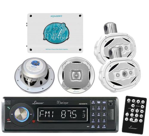 Lanzar in dash marine stereo+white wake board speakers+ 7.7&#039;&#039; speakers+amplifier