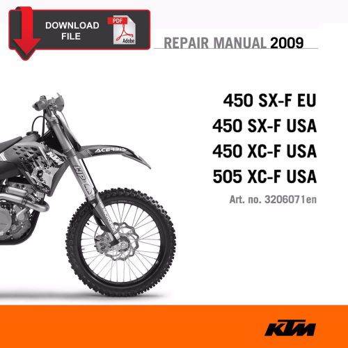 Ktm service repair manual 2009 450 sx-f usa, 450 sx-f eu &amp; 450 xc-f usa 505 xc-f
