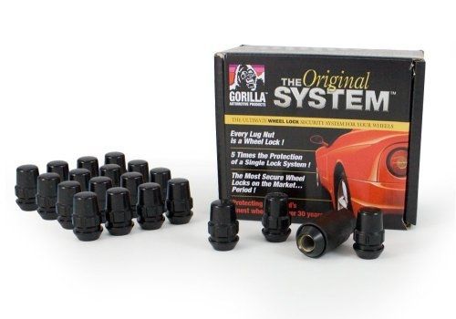 Gorilla automotive 71633nbc &#034;the system&#034; acorn black chrome wheel locks (12mm x