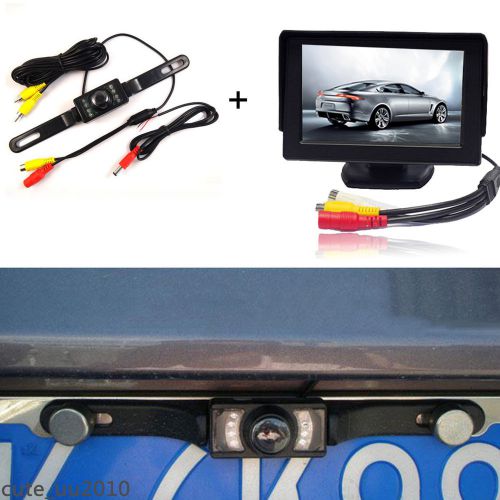 Car rear view license plate frame camera &amp; 4.3&#034; tft lcd screen display monitor