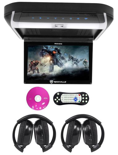 Rockville rvd10hd-bk 10.1&#034; flip down monitor dvd player, hdmi, usb+headphones