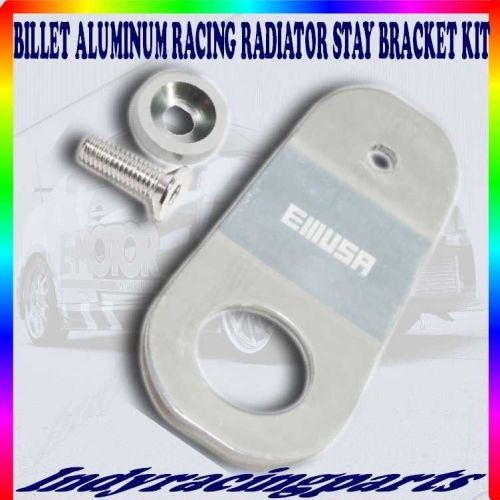 Billet aluminum silver radiator stay bracket kit 96-00 civic ek 00-09 s2000 ap1