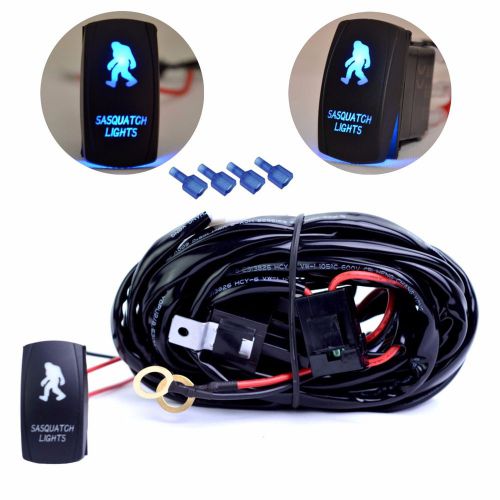 1leg 14ft 300w wiring harness loom+  blue on-off 5 pin sasquatch rocker switch