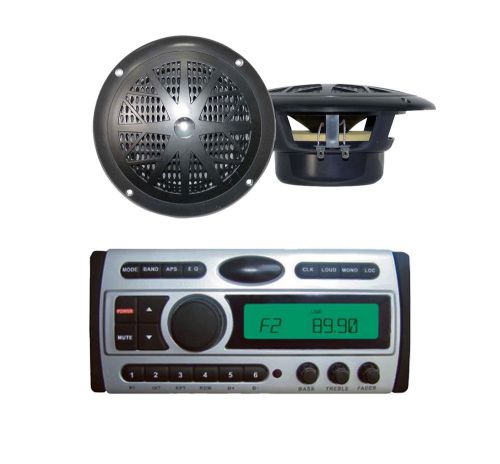 2-4&#034; black 100w marine speakers + new plcdmr97 marine cd am/fm waterprrof radio