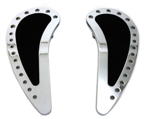 Chrome drilled moon surfer foot board floorboards harley flt fl softail 1980-13