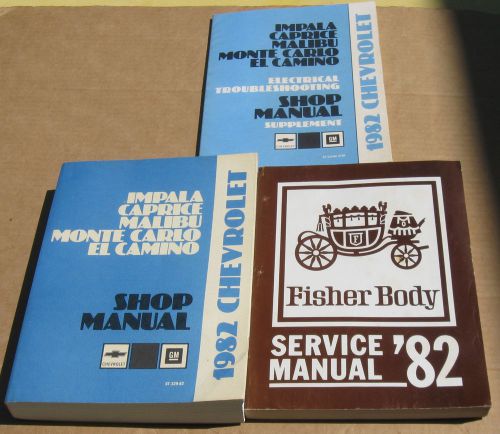 1982 chevrolet passenger car service, shop manuals, original unused