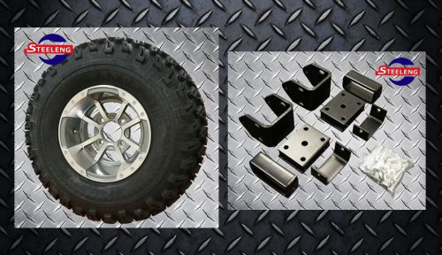 Ezgo txt gas golf cart 4&#034; block lift kit + 10&#034;x7&#034; wheels and 22&#034; at tires