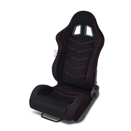 2x black+red stitch bucket sports racing seats+universal slider driver left side