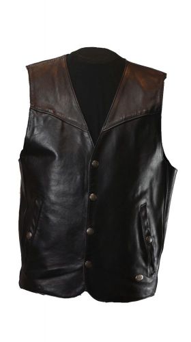 Harley davidson 100% black leather motorcycle fully lined vest with snaps m