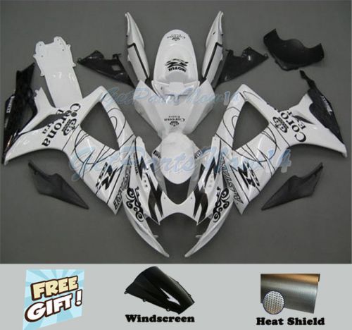 Fit for suzuki 2007-2008 gsxr 1000 injection white black fairing plastic kit i20