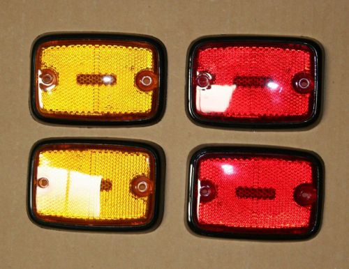 Vw bay bus side marker reflector 1973 - 1979 yellow and red w/ black trim set 4