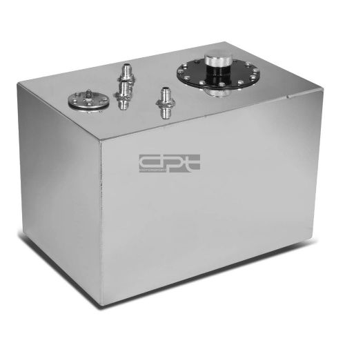 12 gallon top-feed polished aluminum race drift fuel cell tank+cap+level sender