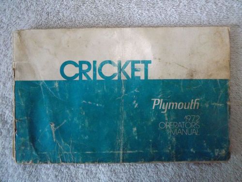 1972 plymouth cricket owners operators glovebox manual