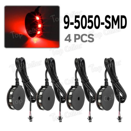 4xred led round motorcycle wheel / rim accent light 9-5050 w black case hot sale