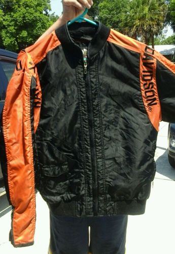 Harley davidson black &amp; orange lightweight nylon jacket medium