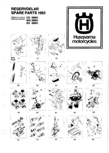 Husqvarna parts manual book 1983 wre 430, wru 430, cr 500 &amp; xc 500