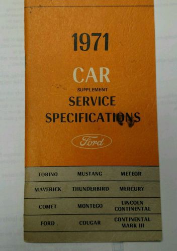 1971 ford mustang, torino service specs supplement