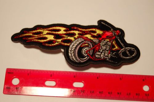 &#034;flaming bike&#034; deluxe biker patch