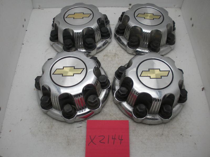 Set of 4 oem chevy silverado 2500 8 lug alum wheel center caps hubcaps