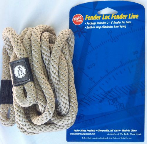 Sand tan taylor fender loc lines  3/8&#034; x 6&#039;  pair poly rope bumper loop end