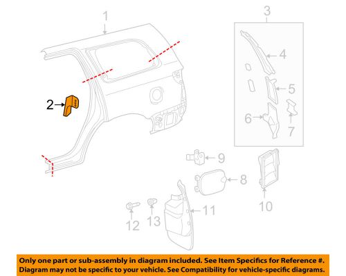 Toyota oem sequoia quarter panel-lock pillar reinforcement right 615030c080