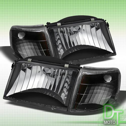 Black 93-97 ford ranger crystal headlights w/ corner signal lamp left+right pair