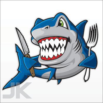 Decal stickers shark sharks hungry jaws smile fork knife ocean 0500 ag7f4