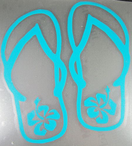 Beach flip flops with hibiscus flower decal quality vinyl sticker