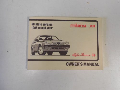 Alfa romeo 1988   milano v6 owners manual