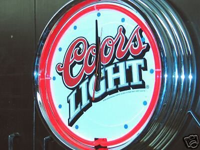 Coors light red billiards pool garage man cave neon bar pub sign clock