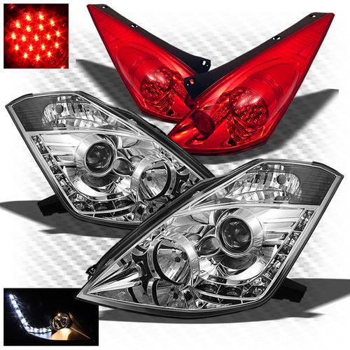 (hid only) 03-05 350z drl pro headlights + r/c philips-led perform tail lights