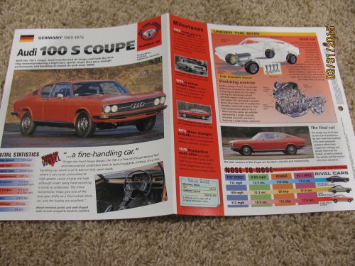 ★★ audi 100 s coupe - collector brochure - spec sheet - photo 1969 - 1976 ★★