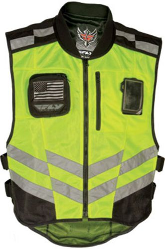 Motorcycle vest hi-vis reflective yellow removable id pocket adjustable sm-lg