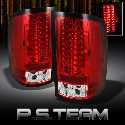 07-12 gmc sierra pickup truck red clear full led tail lights lamps (left+right)