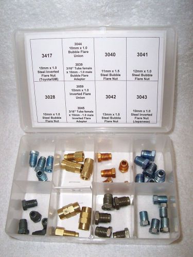 Metric brake line tube nut, adapter &amp; union assortment