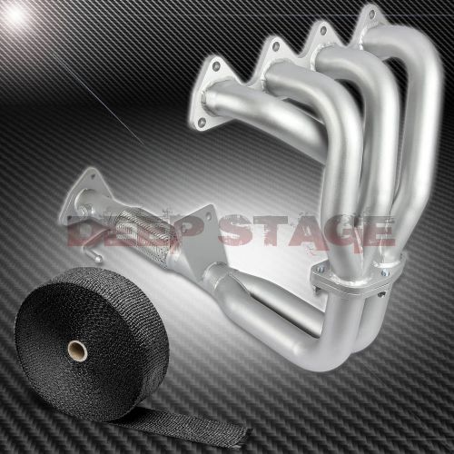 Stainless ceramic exhaust manifold header for 97-01 prelude base bb6+heat wrap