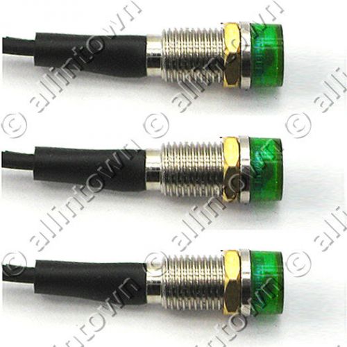 3 green 12v led pilot dash indicator accent lights lamps lamp light toggle